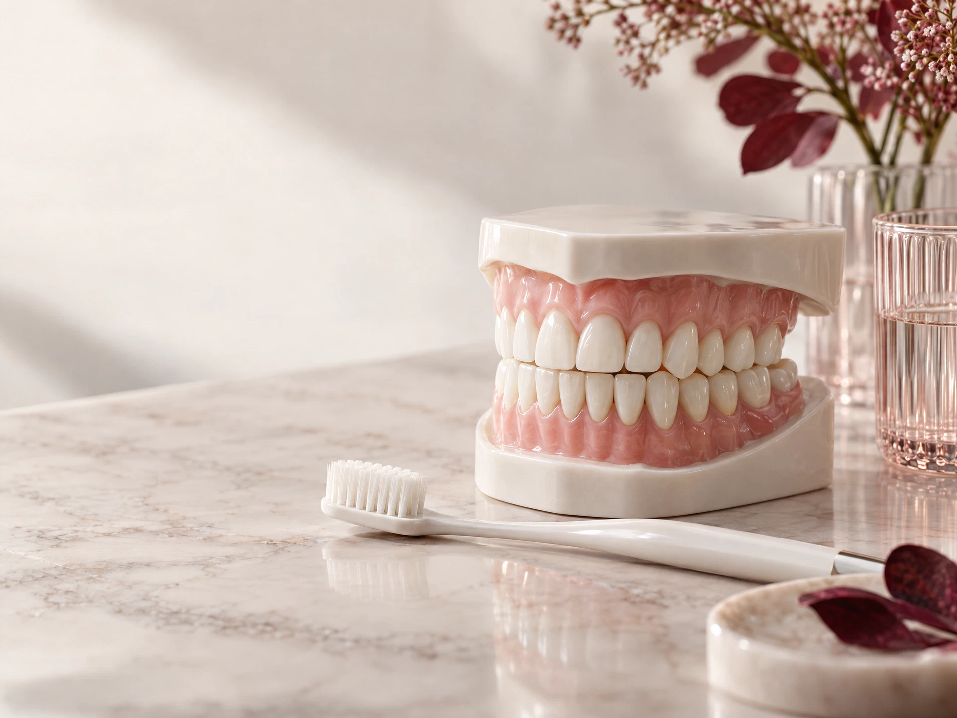 Dočasný ilustračný vizuál dentálnej hygieny a bielenia